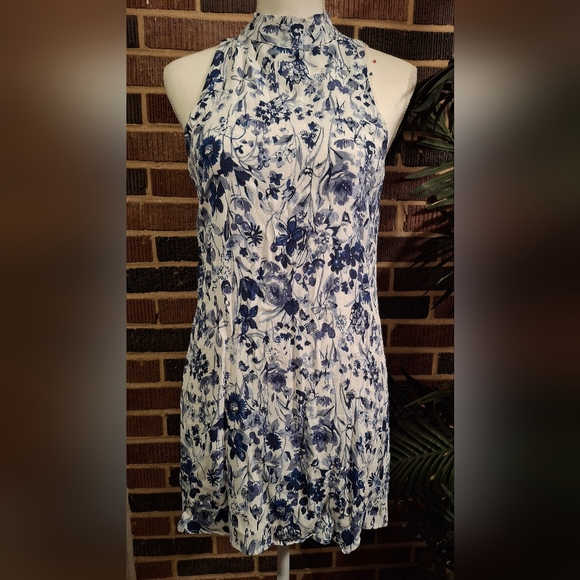 The Impeccable Pig Blue and White Floral Mini Dress - Picture 1 of 4